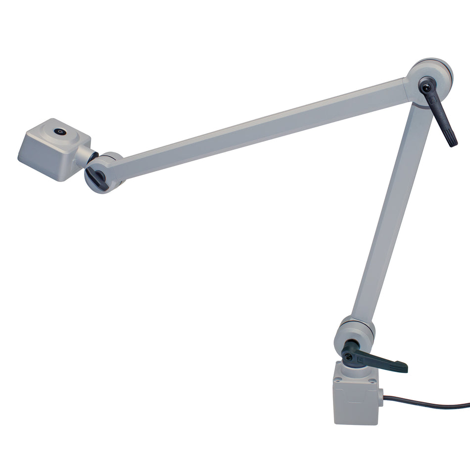 Robust og stærk Maskinlampe med Spot og leddelt arm, 230Vac tilslutning, lysspredningen er 30 grader for at lyset rammer der hvor det skal bruges. CENALED SPOT AC (121012-12)