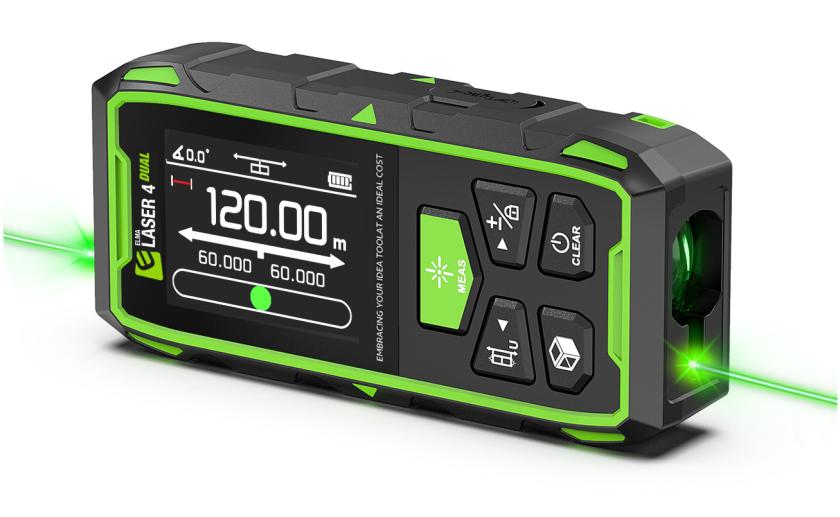 Elma laser 4 Dual afstandsmåler 2 gange 60 meter = Dobbelt så smart.