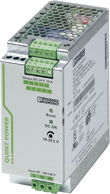 Phoenix Contact, Strømforsyning, QUINT-PS/1AC/24DC/10, for DIN montage